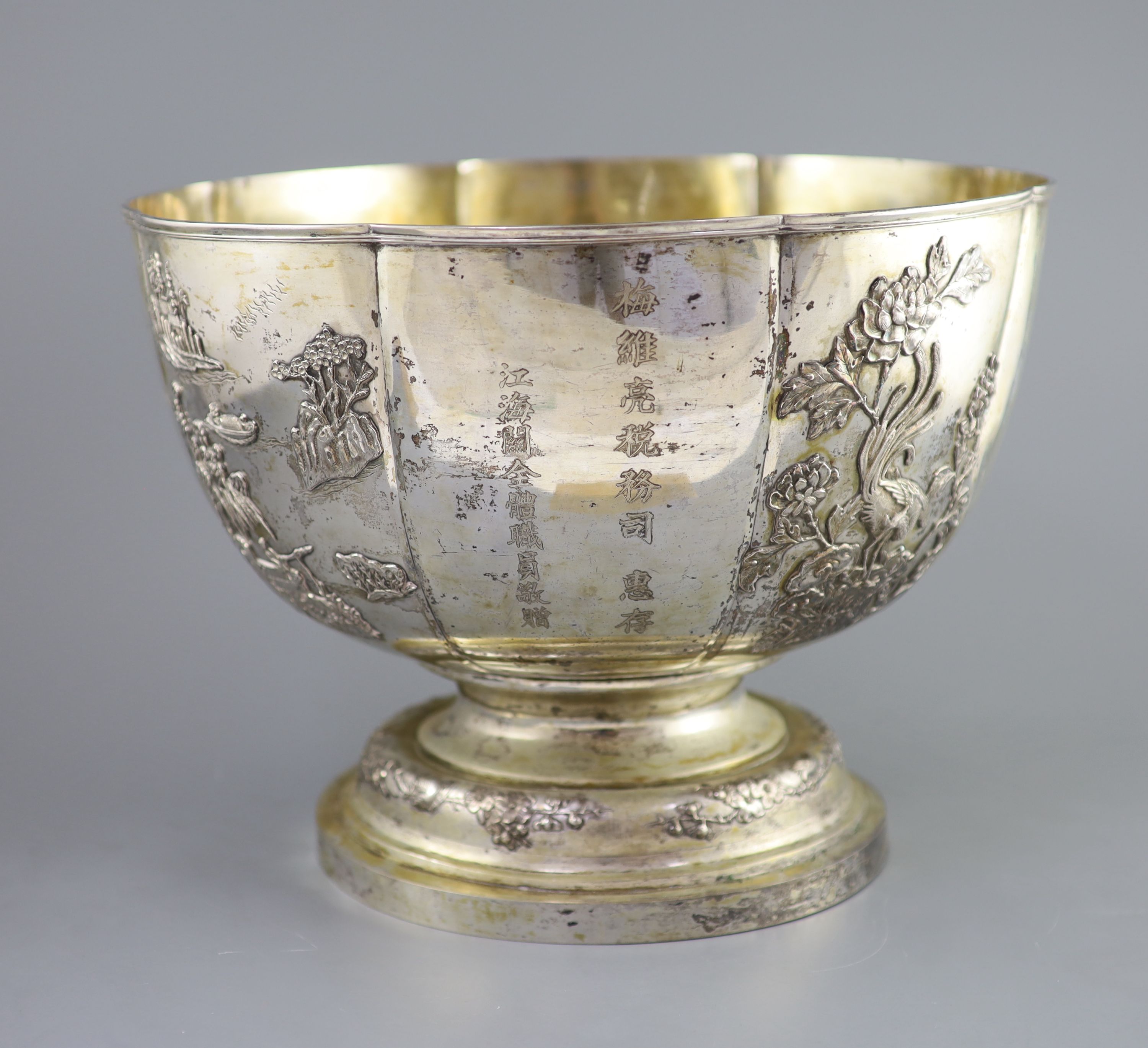 A large early 20th century Chinese Export silver punch bowl by Wing On & Co, Shanghai